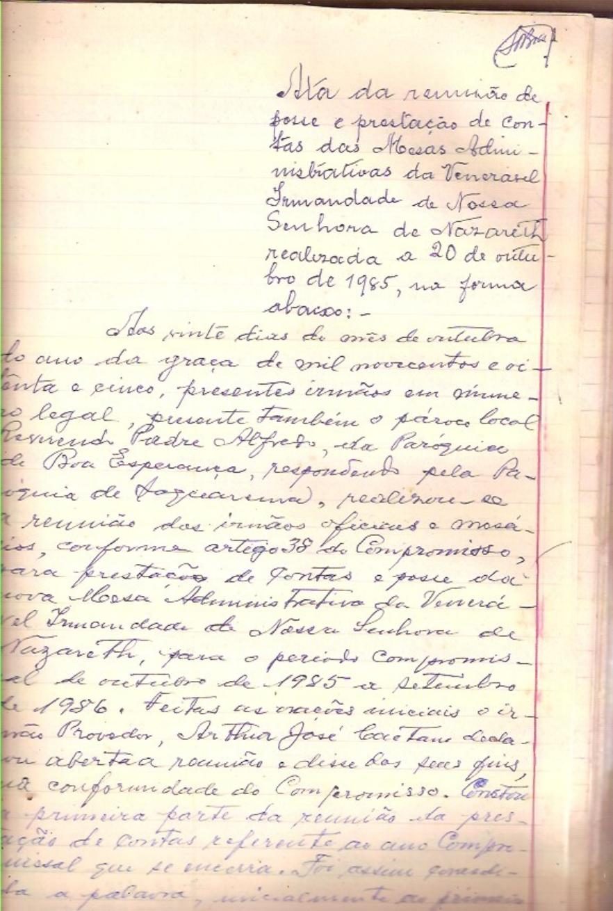 Ata de 20 de outubro de 1985