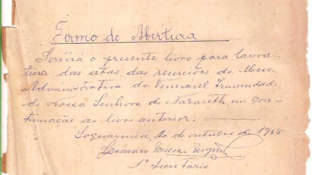 Livro de atas da Irmandade de Nossa Senhora de Nazareth é digitalizado