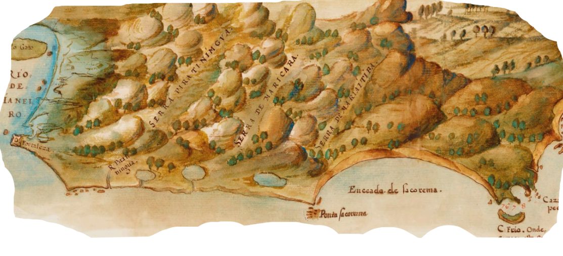 O litoral de Saquarema num mapa ilustrado antigo